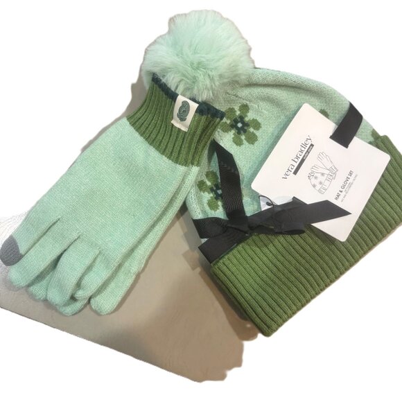 Vera Bradley Hat and Glove Set in Vintage Flower Grayed Jade - Picture 4 of 4